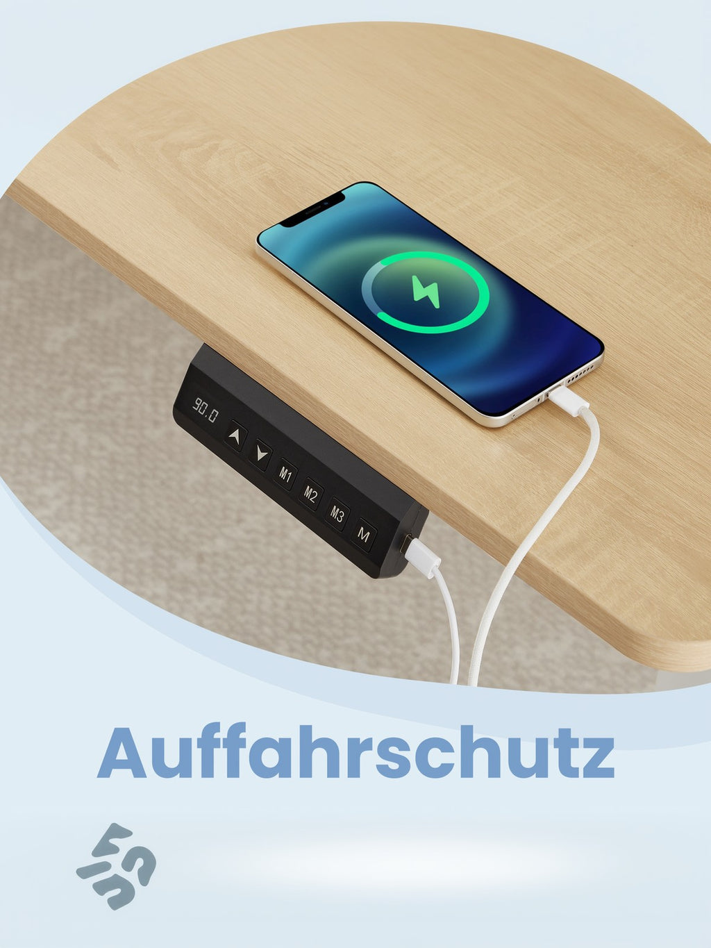 Höhenverstellbarer Schreibtisch, 180 x 80 cm, Memory-Funktion