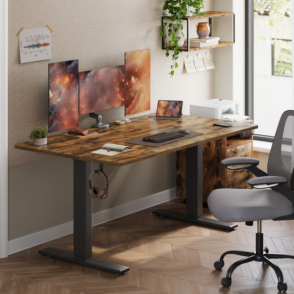 Höhenverstellbarer Schreibtisch elektrisch, 140 x 80 cm, mit USB-C-Anschluss