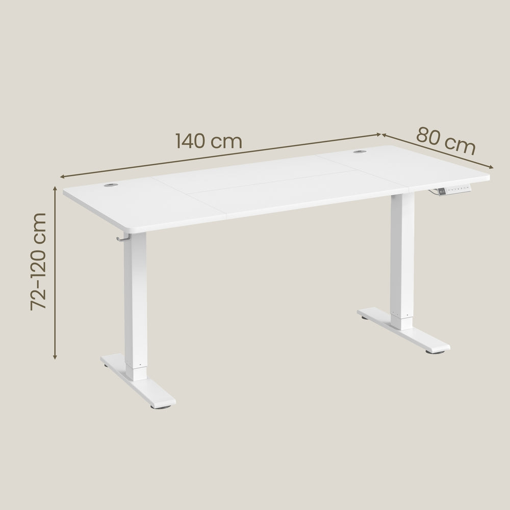 Höhenverstellbarer Schreibtisch elektrisch, 140 x 80 cm, mit USB-C-Anschluss