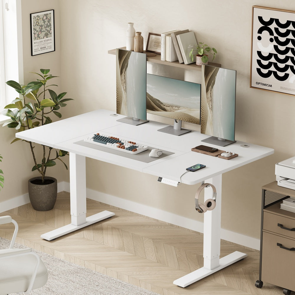 Höhenverstellbarer Schreibtisch elektrisch, 140 x 80 cm, mit USB-C-Anschluss