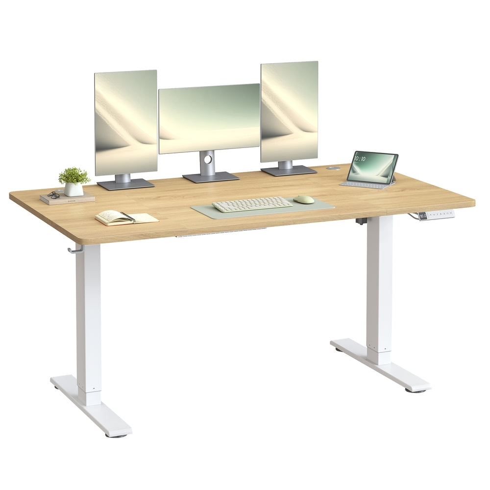Höhenverstellbarer Schreibtisch elektrisch, 140 x 80 cm, mit USB-C-Anschluss