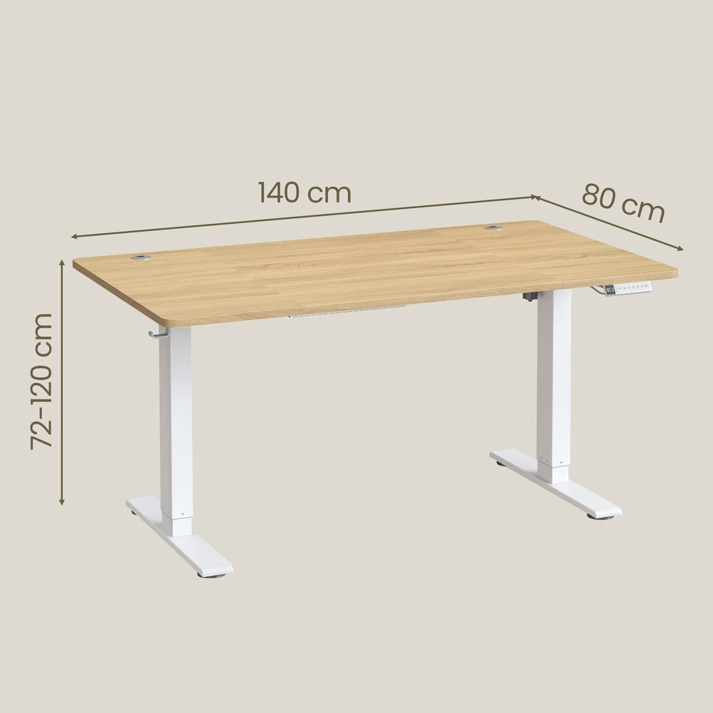 Höhenverstellbarer Schreibtisch elektrisch, 140 x 80 cm, mit USB-C-Anschluss