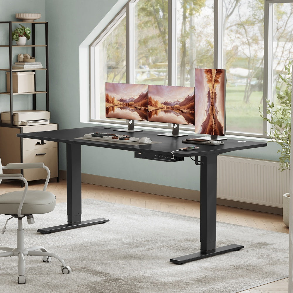 Höhenverstellbarer Schreibtisch elektrisch, 160 x 80 cm, mit USB-C-Anschluss