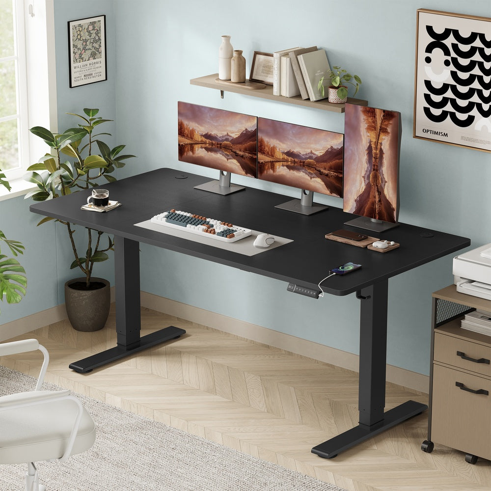 Höhenverstellbarer Schreibtisch elektrisch, 160 x 80 cm, mit USB-C-Anschluss