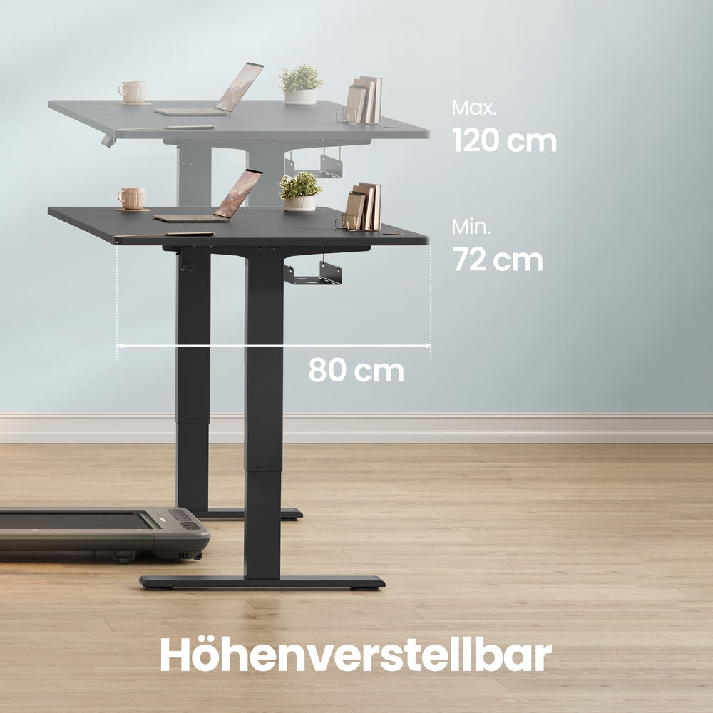 Höhenverstellbarer Schreibtisch elektrisch, 160 x 80 cm, mit USB-C-Anschluss