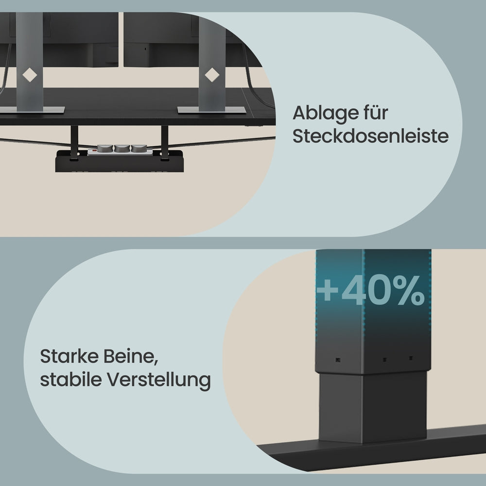 Höhenverstellbarer Schreibtisch elektrisch, 160 x 80 cm, mit USB-C-Anschluss