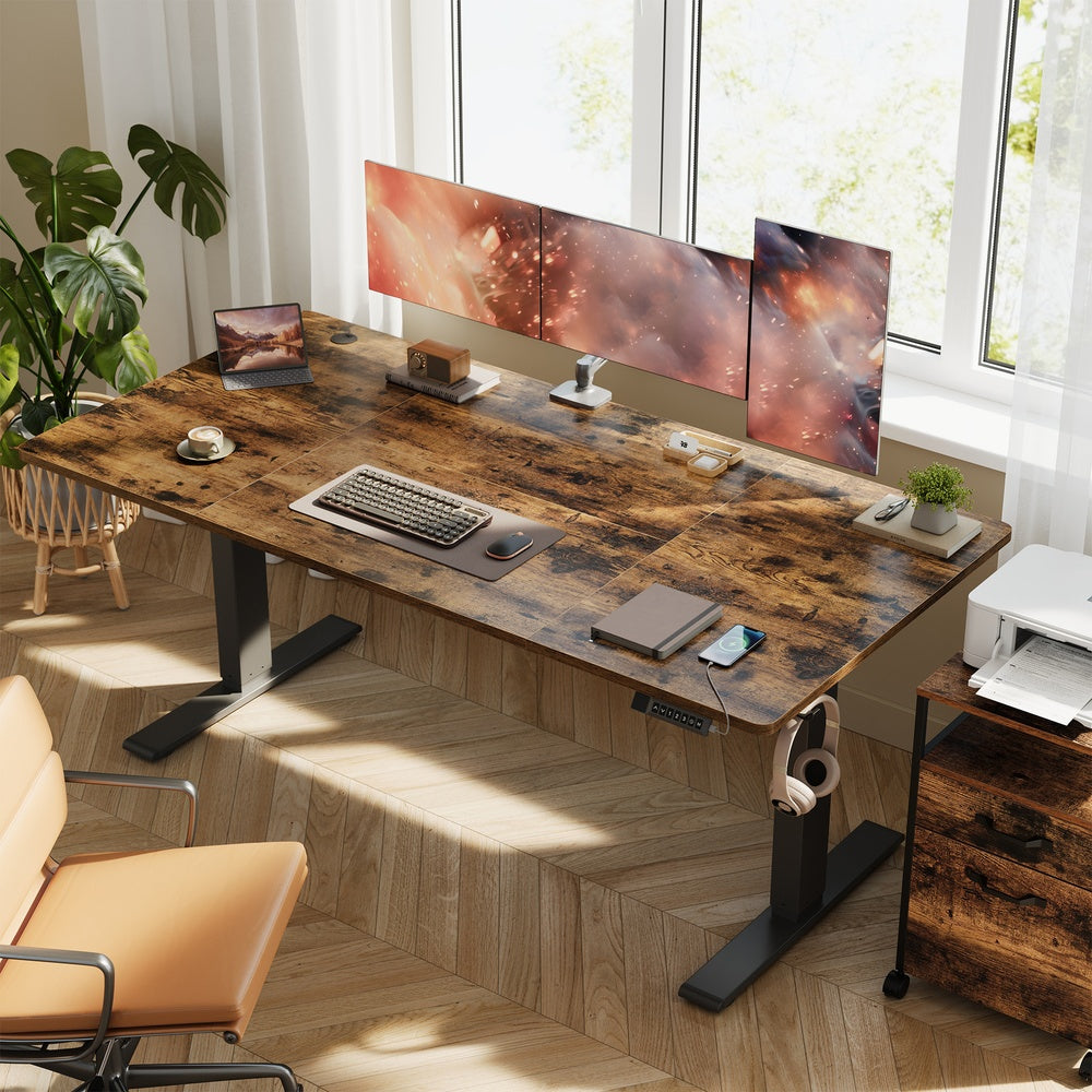 Höhenverstellbarer Schreibtisch elektrisch, 160 x 80 cm, mit USB-C-Anschluss
