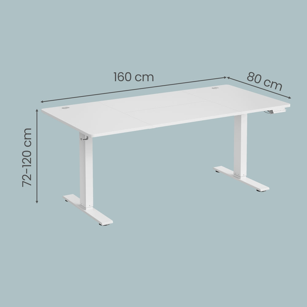 Höhenverstellbarer Schreibtisch elektrisch, 160 x 80 cm, mit USB-C-Anschluss