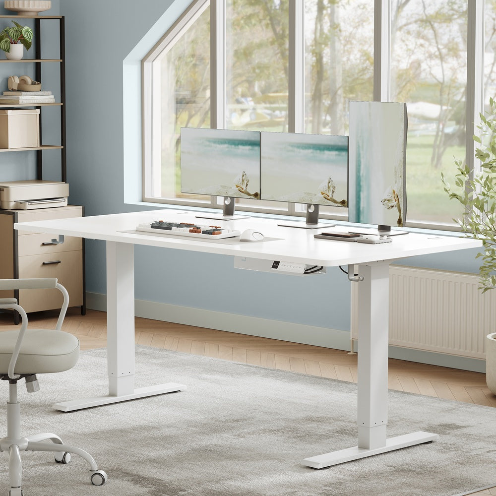 Höhenverstellbarer Schreibtisch elektrisch, 160 x 80 cm, mit USB-C-Anschluss