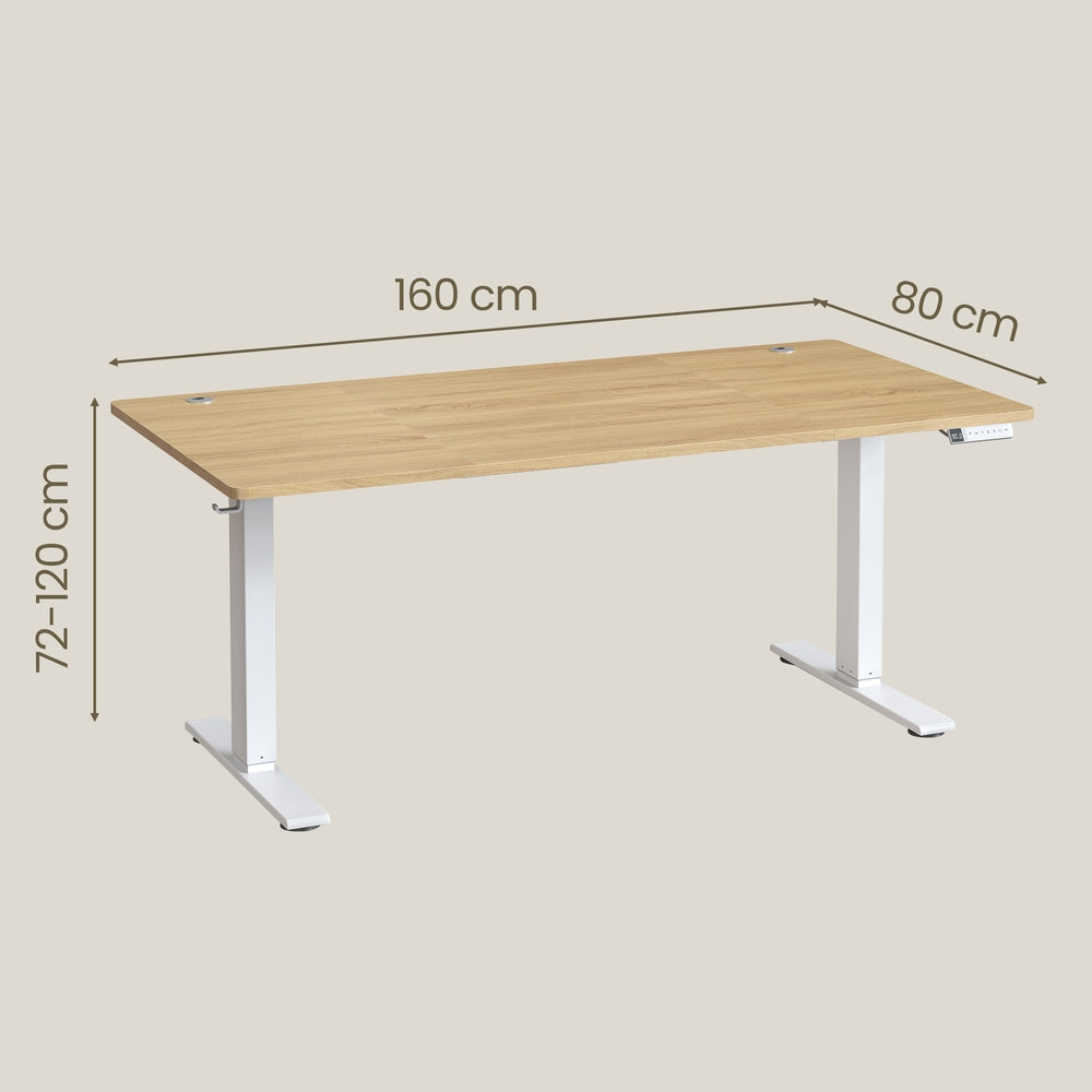 Höhenverstellbarer Schreibtisch elektrisch, 160 x 80 cm, mit USB-C-Anschluss