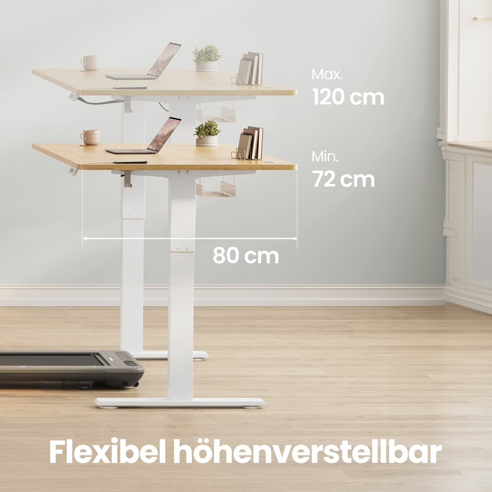 Höhenverstellbarer Schreibtisch elektrisch, 160 x 80 cm, mit USB-C-Anschluss
