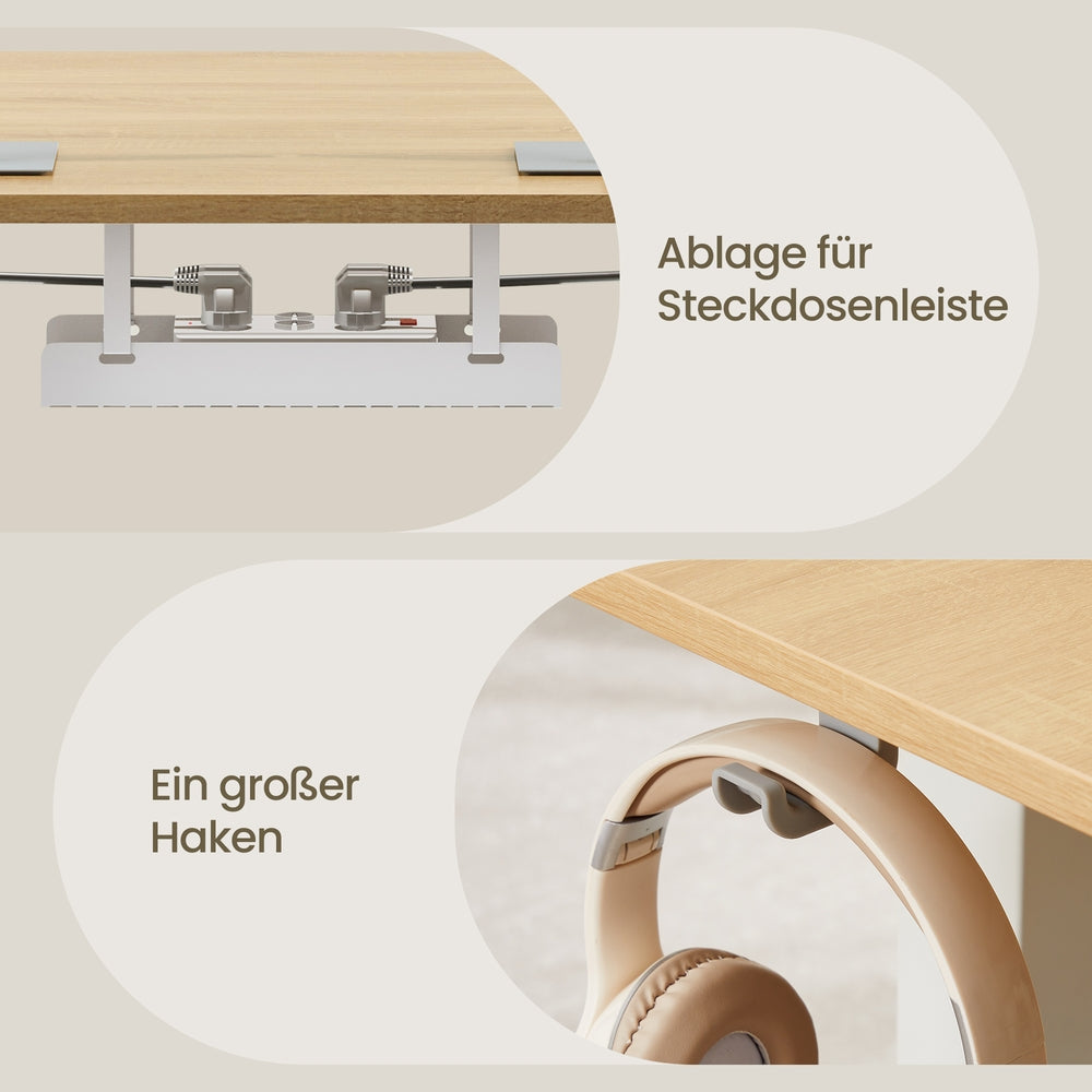 Höhenverstellbarer Schreibtisch elektrisch, 160 x 80 cm, mit USB-C-Anschluss