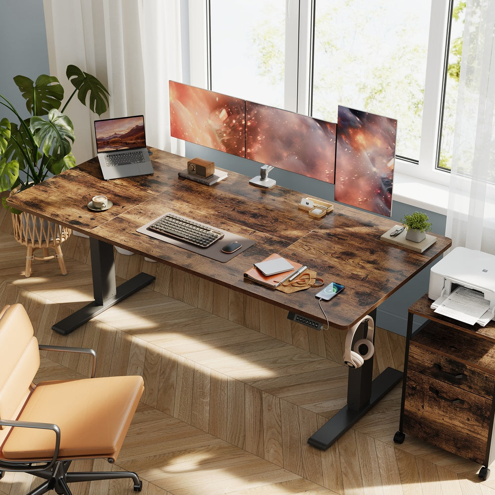 Höhenverstellbarer Schreibtisch elektrisch, 180 x 80 cm, mit USB-C-Anschluss