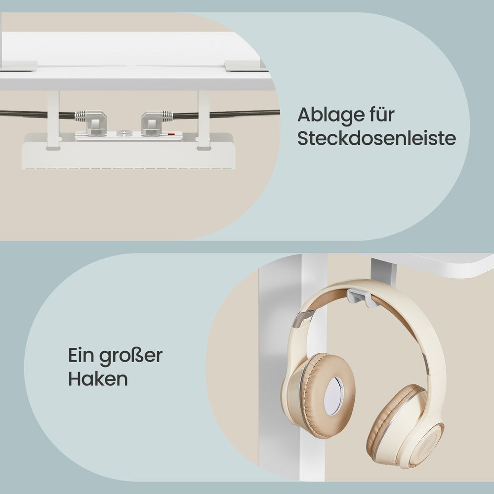Höhenverstellbarer Schreibtisch elektrisch, 180 x 80 cm, mit USB-C-Anschluss