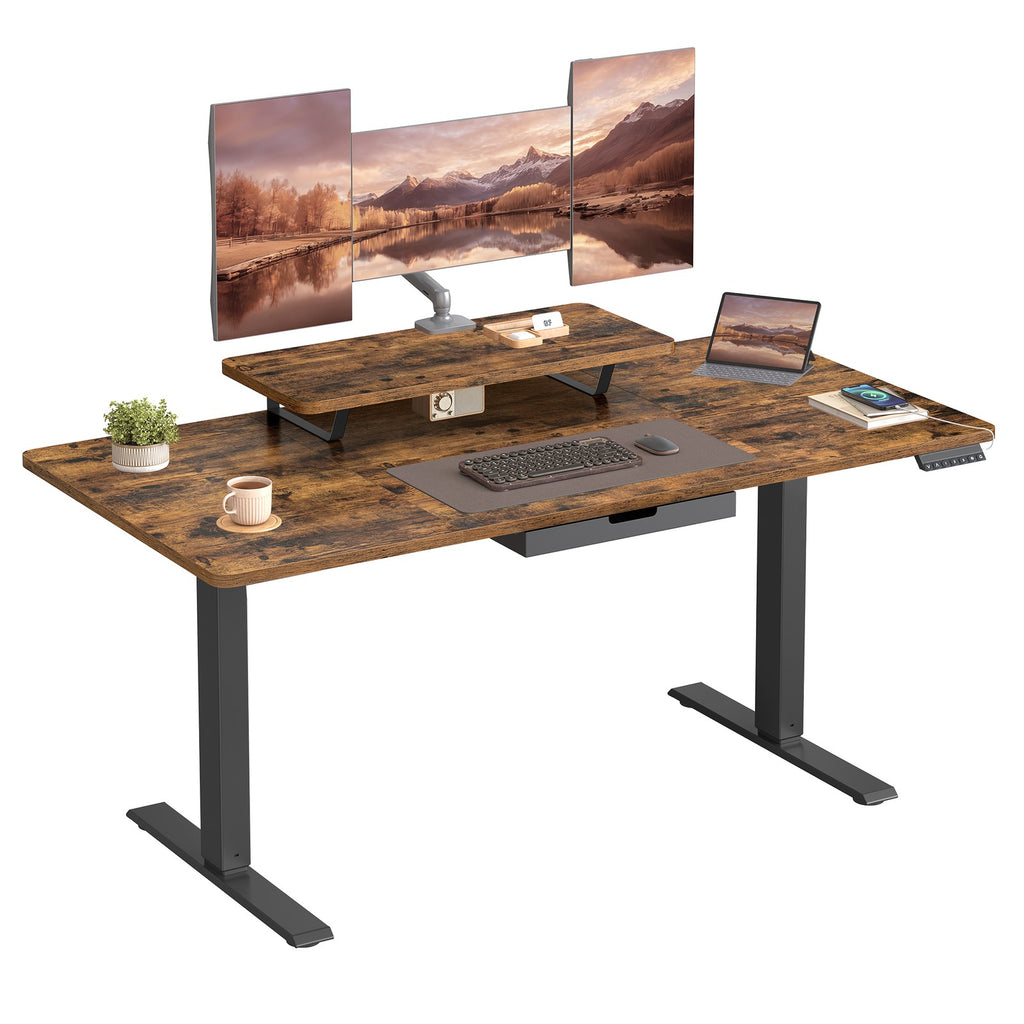 Höhenverstellbarer Schreibtisch,  140 x 70 cm, Monitorständer