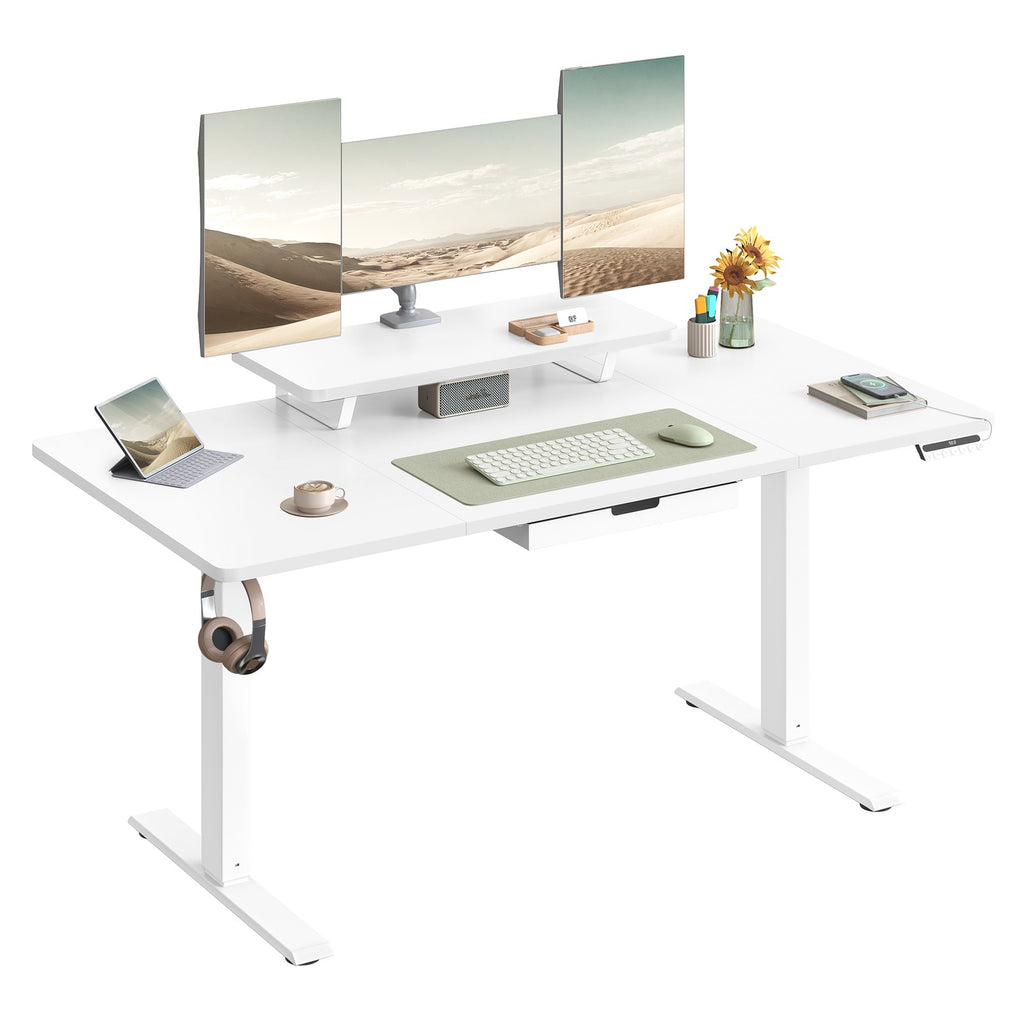 Höhenverstellbarer Schreibtisch,  140 x 70 cm, Monitorständer
