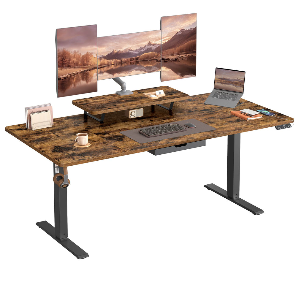 Höhenverstellbarer Schreibtisch,  160 x 80 cm, Monitorständer