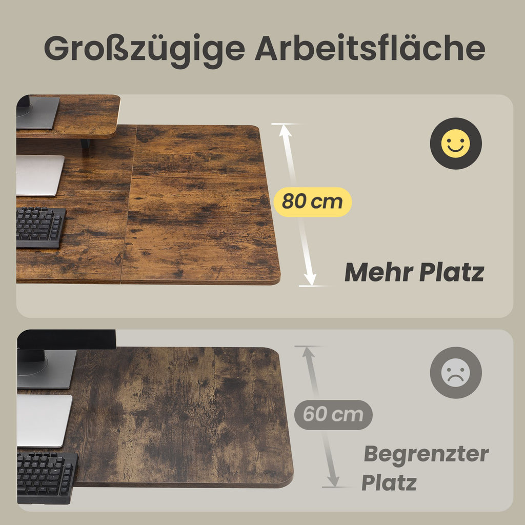 Höhenverstellbarer Schreibtisch,  160 x 80 cm, Monitorständer