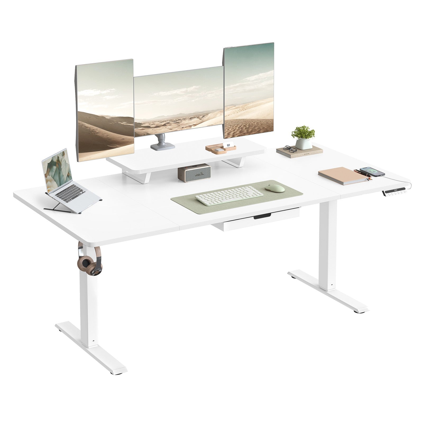 Höhenverstellbarer Schreibtisch, 160 x 80 cm, Monitorständer