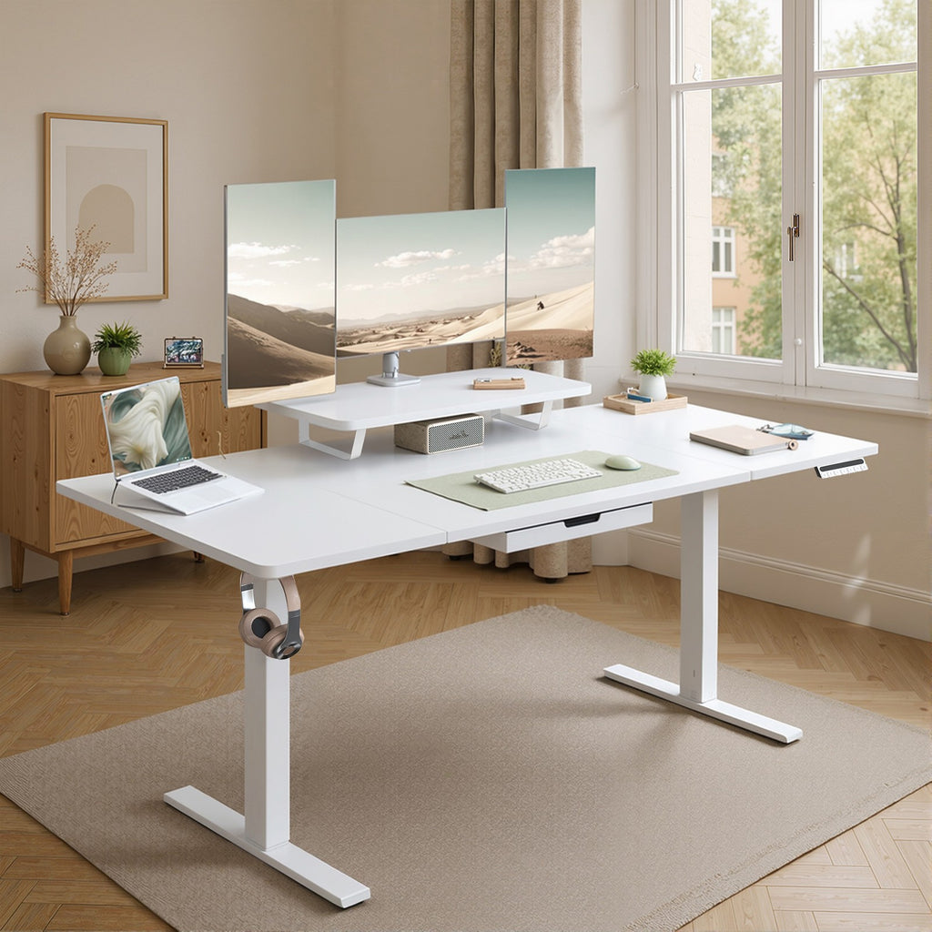 Höhenverstellbarer Schreibtisch, 160 x 80 cm, Monitorständer