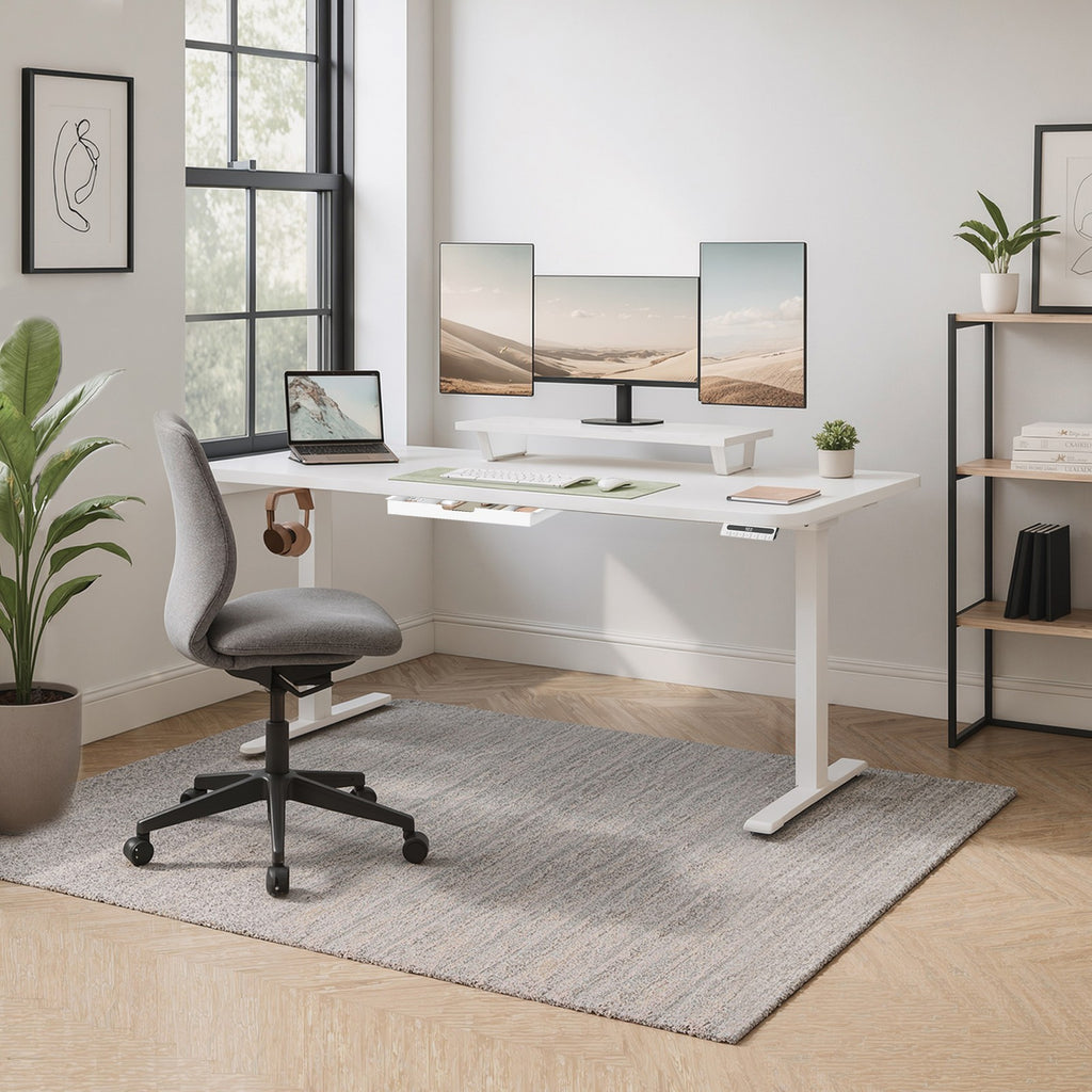 Höhenverstellbarer Schreibtisch, 160 x 80 cm, Monitorständer