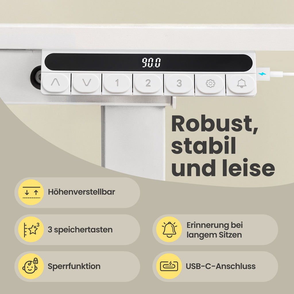 Höhenverstellbarer Schreibtisch, 160 x 80 cm, Monitorständer