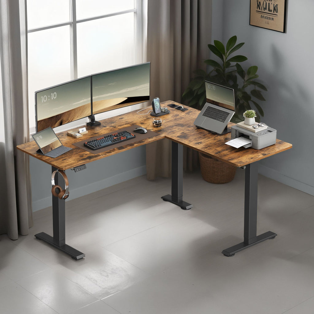 L-förmiger Eckschreibtisch, Höhenverstellbarer Schreibtisch, 160 x 140 cm