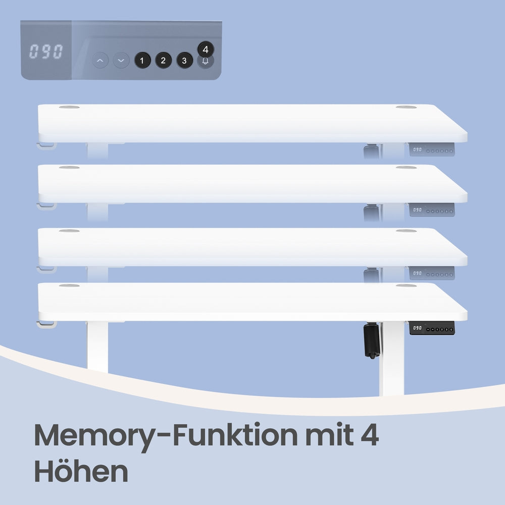 Elektrisch verstellbarer Stehtisch, Memory-Funktion mit 4 Höhen, Schreibtisch für Home Office