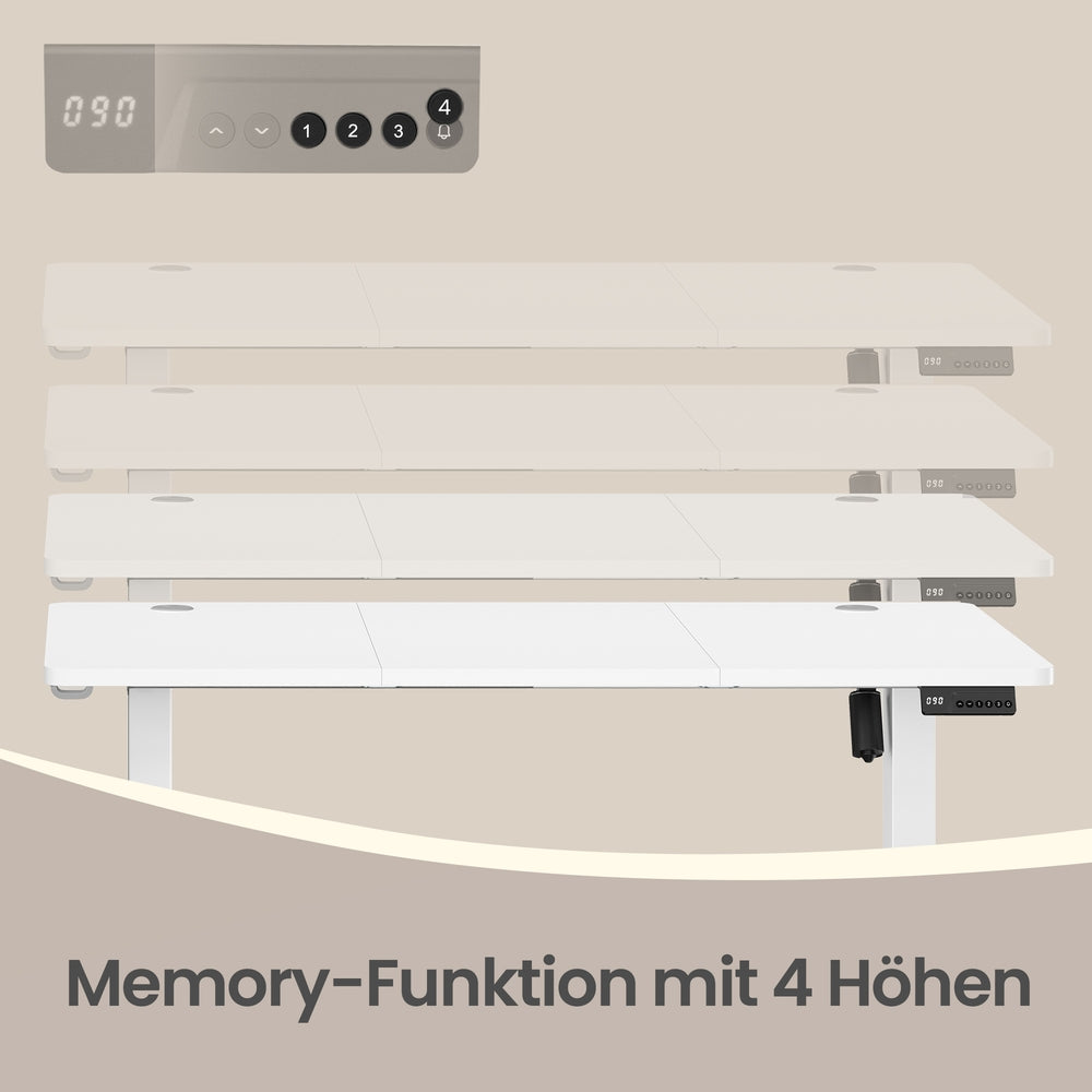 Elektrisch verstellbarer Stehtisch, Memory-Funktion mit 4 Höhen, Schreibtisch für Home Office