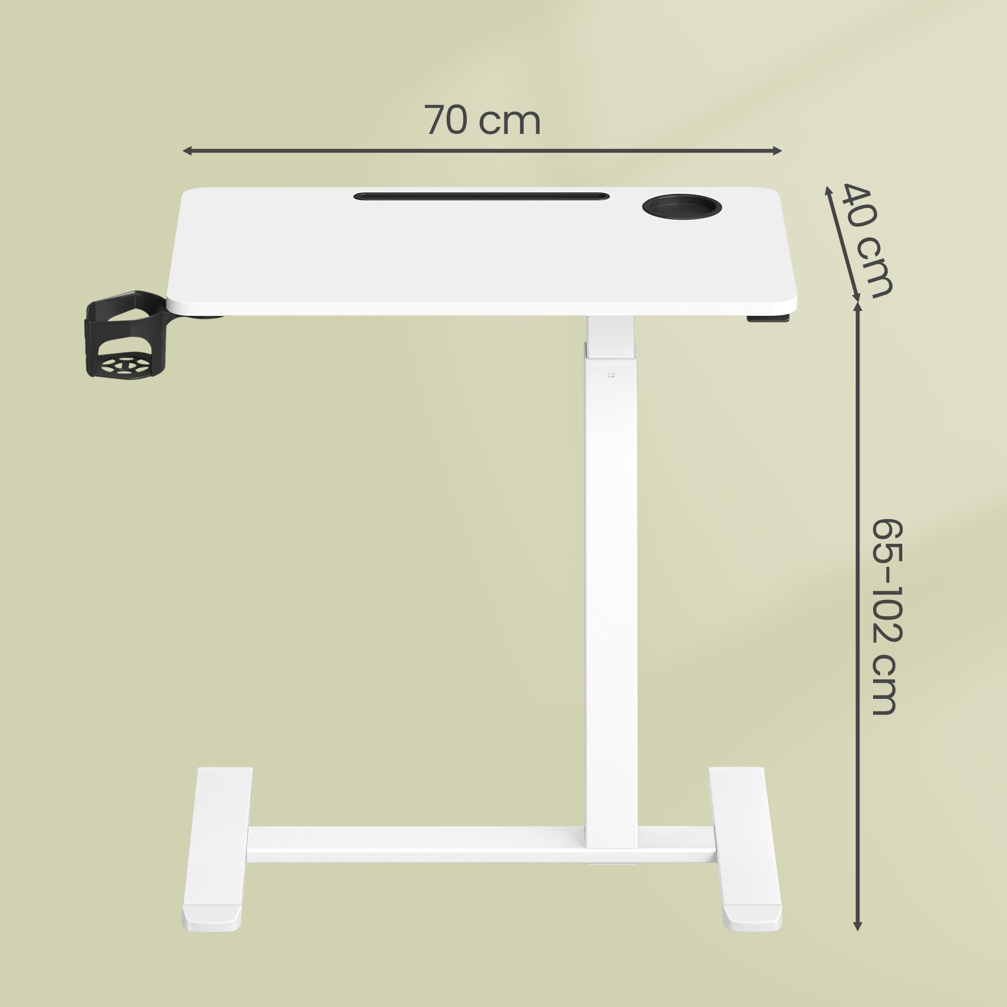 Stehtisch, Beistelltisch mit Rollen, 70 x 40 cm Tischplatte