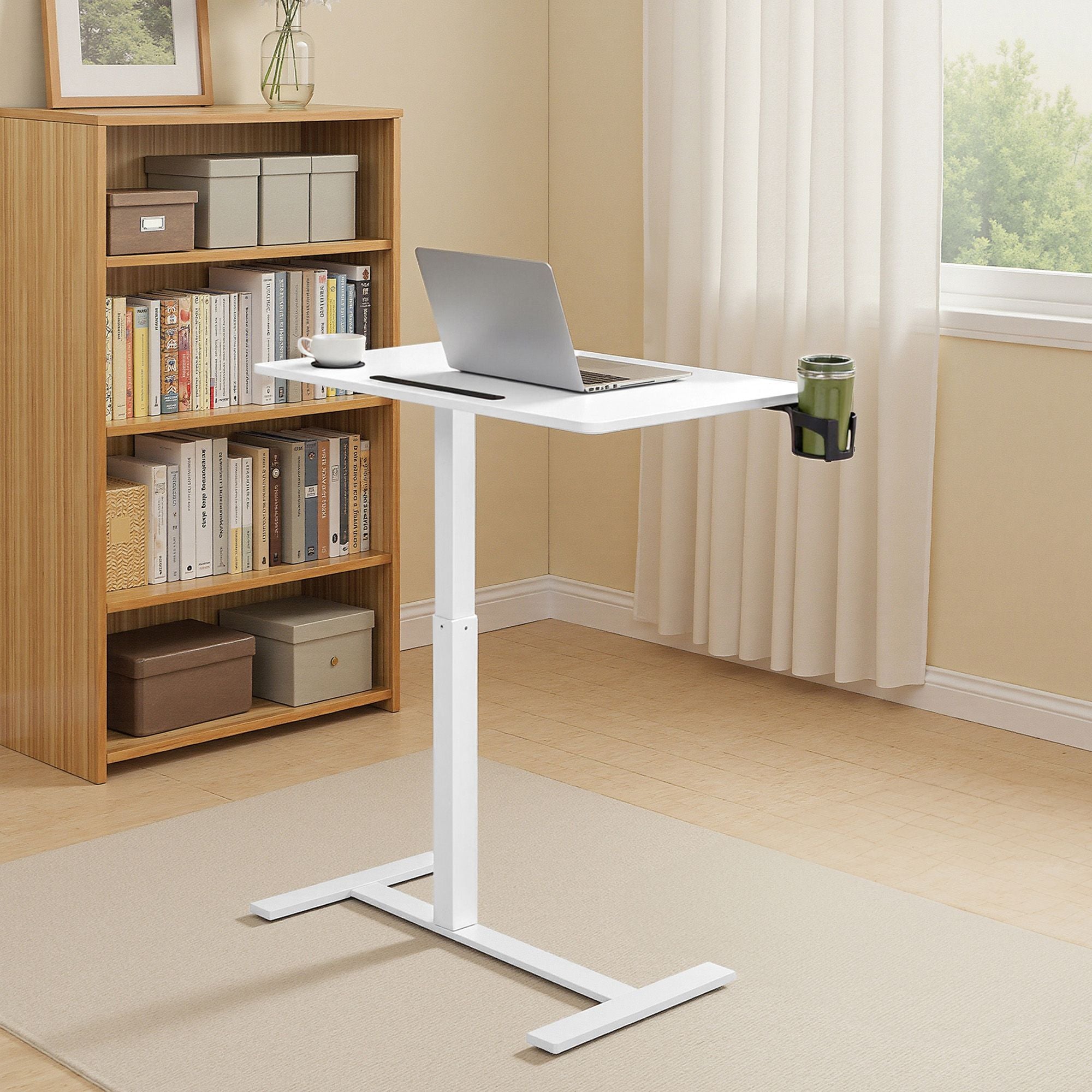 Stehtisch, Beistelltisch mit Rollen, 70 x 40 cm Tischplatte