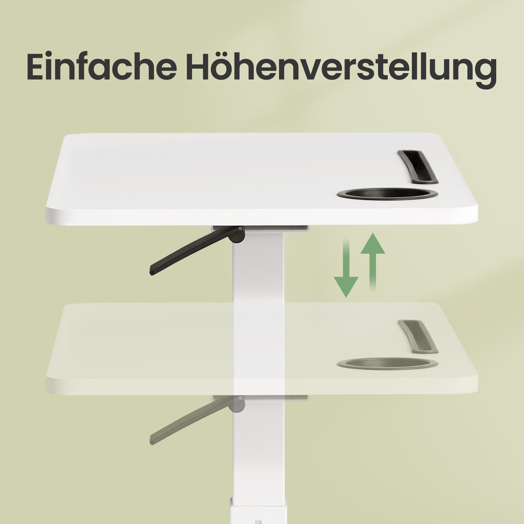 Stehtisch, Beistelltisch mit Rollen, 70 x 40 cm Tischplatte