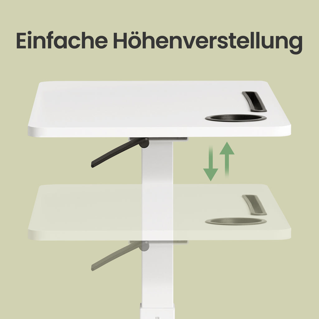 Stehtisch, Beistelltisch mit Rollen, verstellbar
