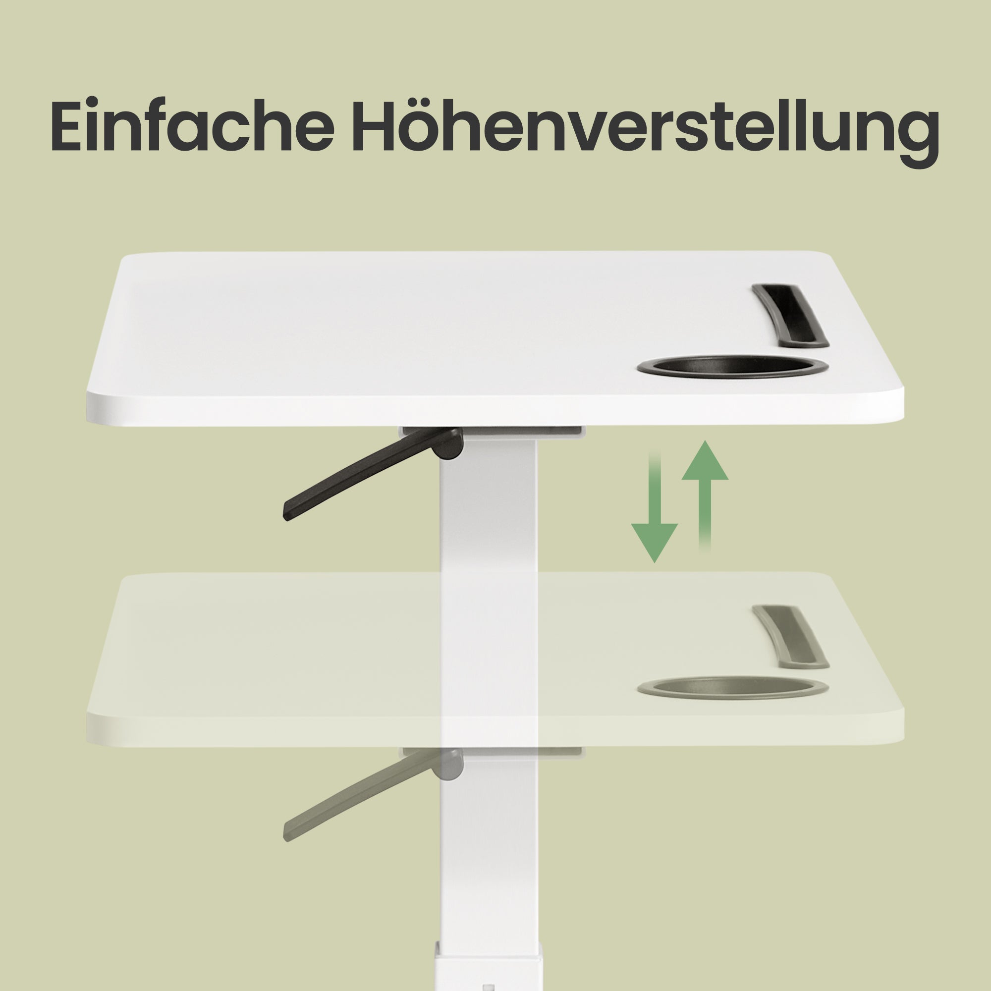Stehtisch, Beistelltisch mit Rollen, verstellbar