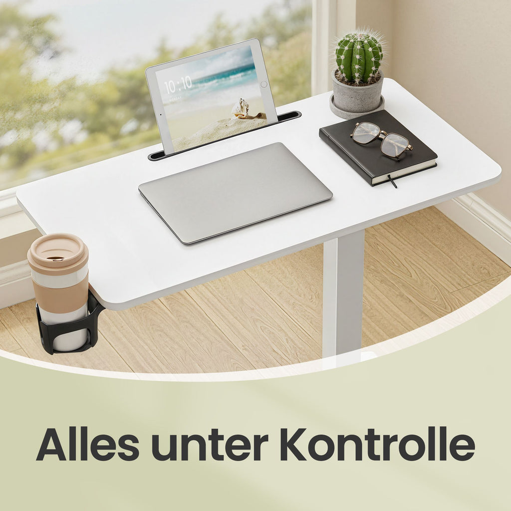 Stehtisch, Beistelltisch mit Rollen, verstellbar