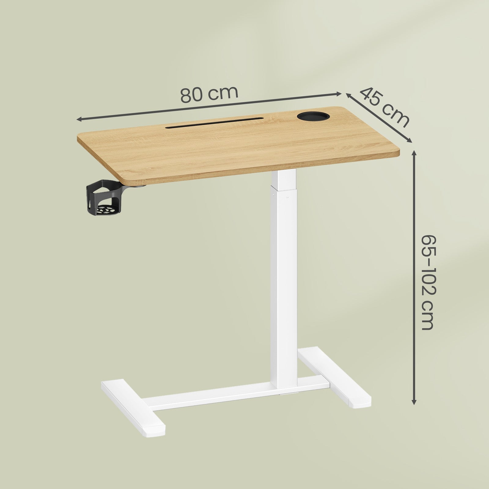 Stehtisch, Beistelltisch mit Rollen, 80 x 45 cm Tischplatte