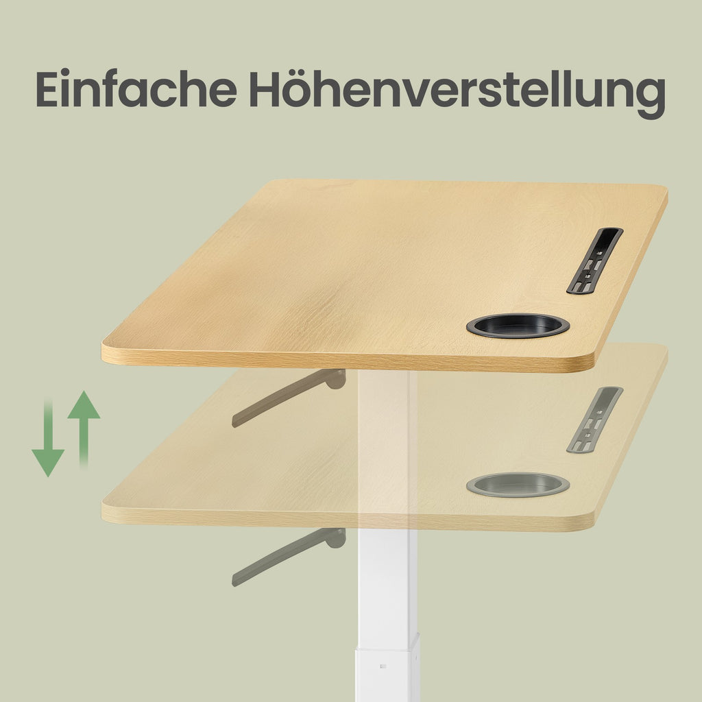 Stehtisch, Beistelltisch mit Rollen, 80 x 45 cm Tischplatte