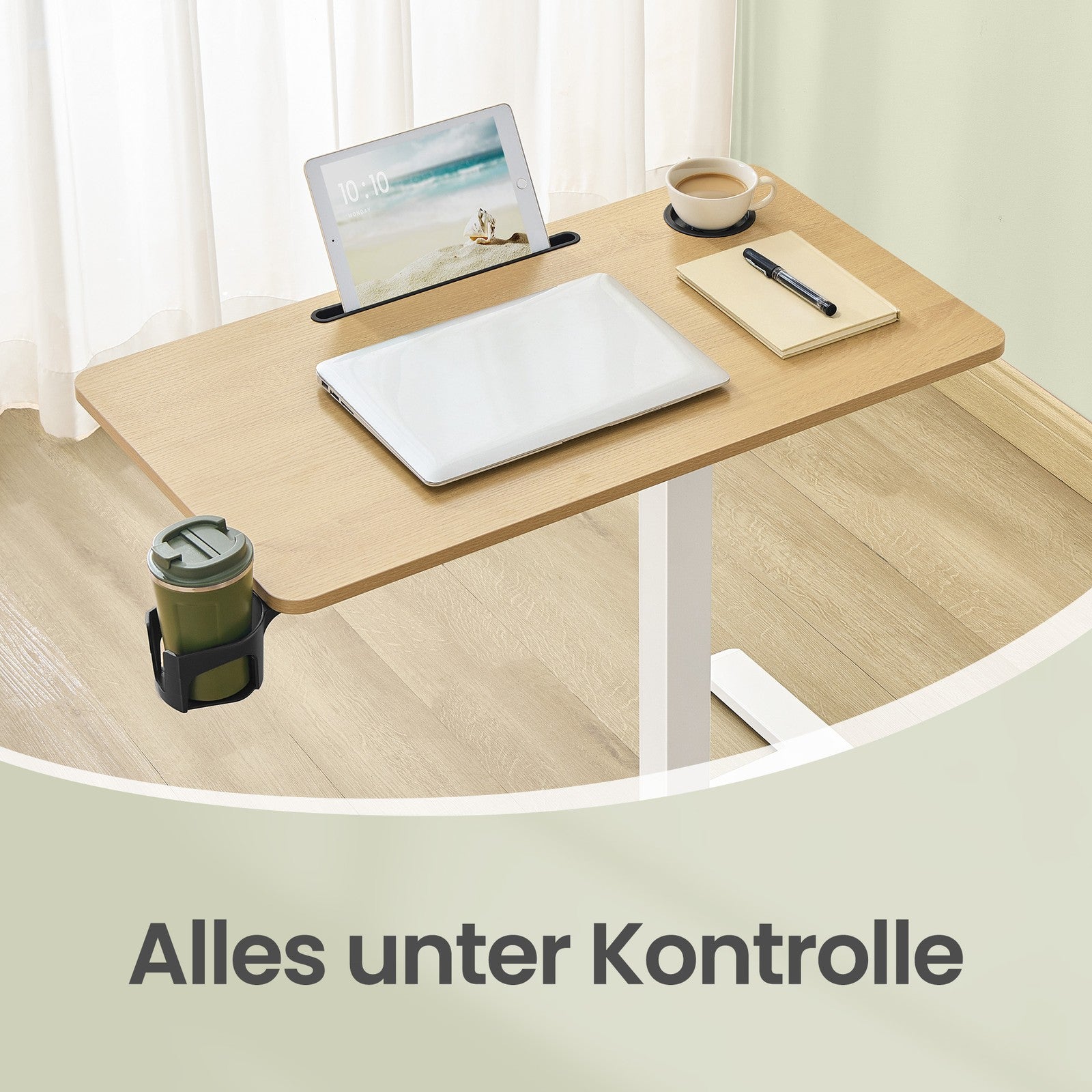 Stehtisch, Beistelltisch mit Rollen, 80 x 45 cm Tischplatte