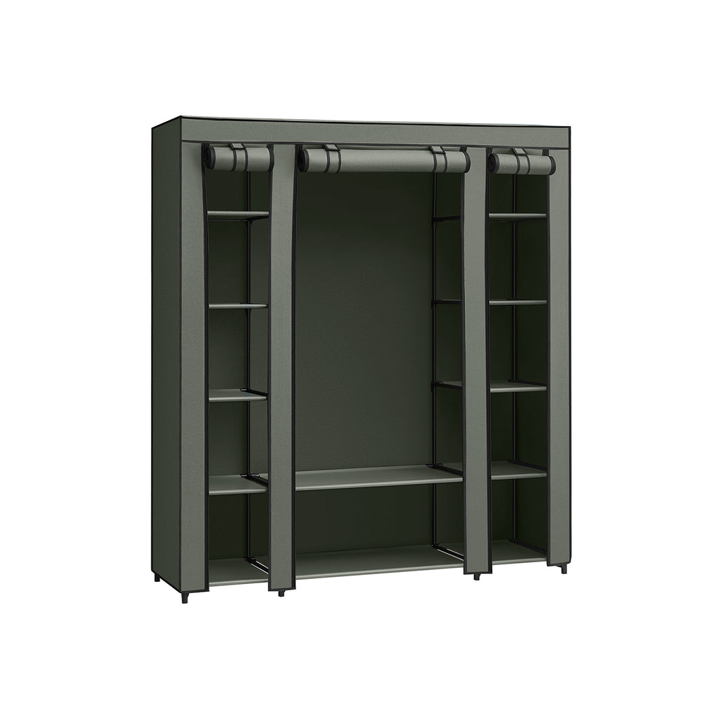 Stoffschrank mit Kleiderstange salbeigrün