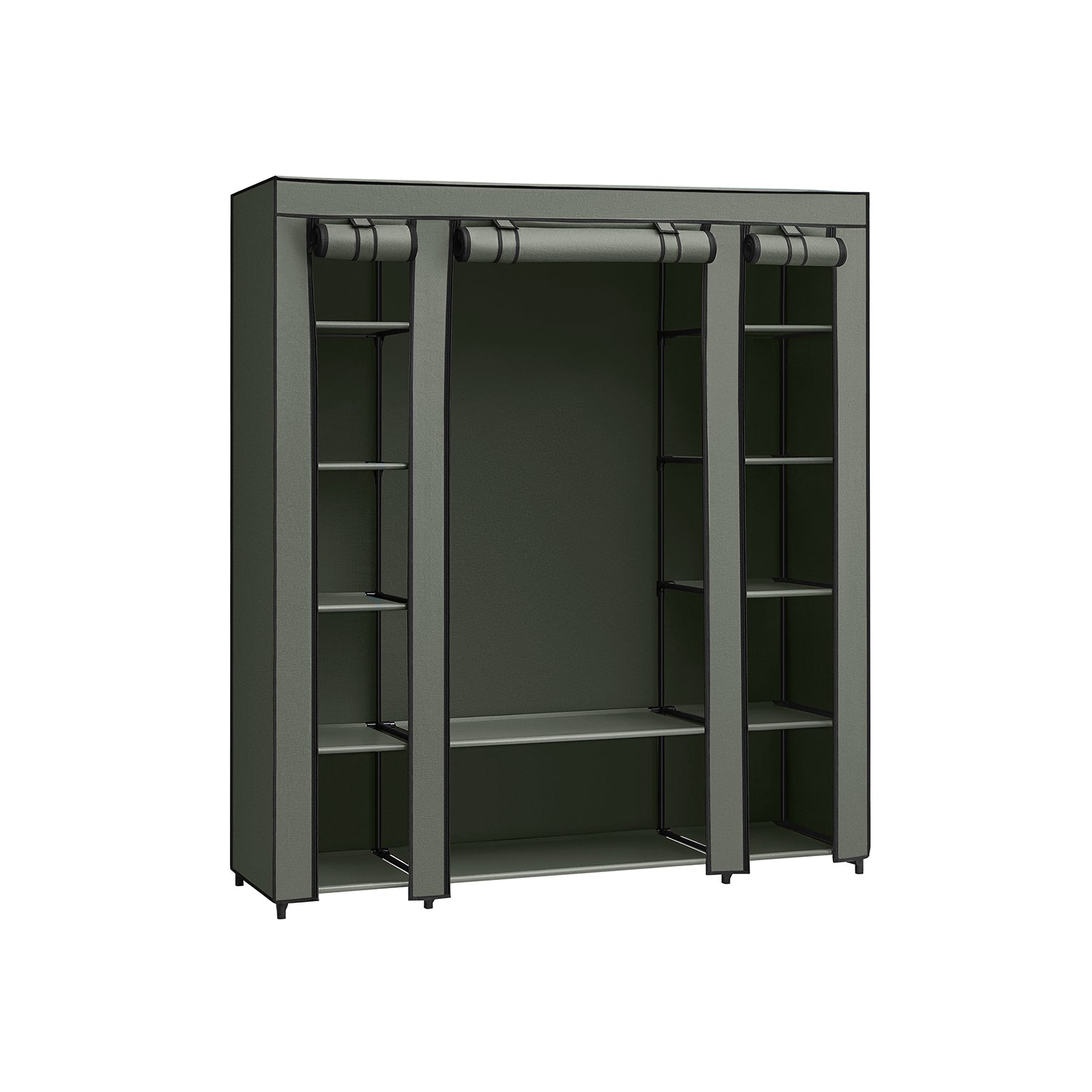 Stoffschrank mit Kleiderstange salbeigrün