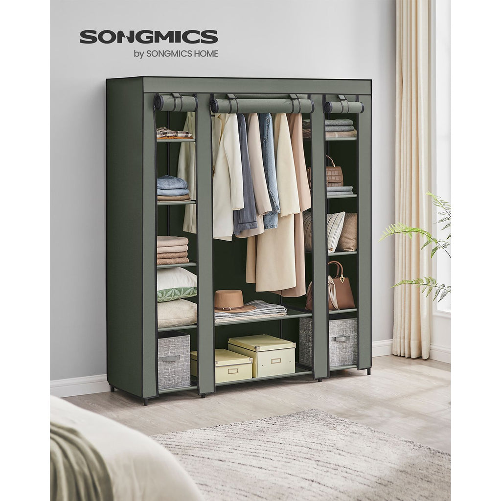 Stoffschrank mit Kleiderstange salbeigrün