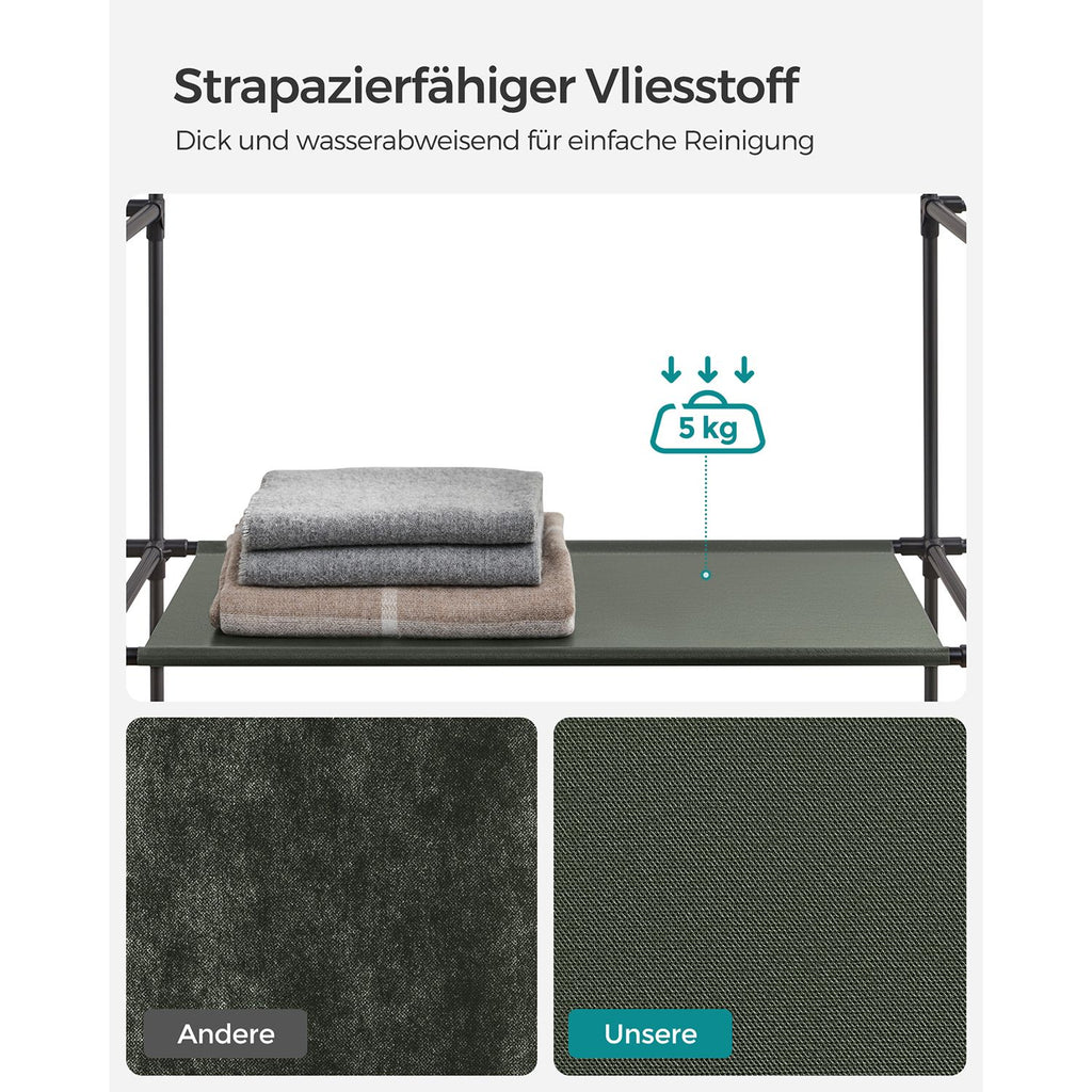 Stoffschrank mit Kleiderstange salbeigrün