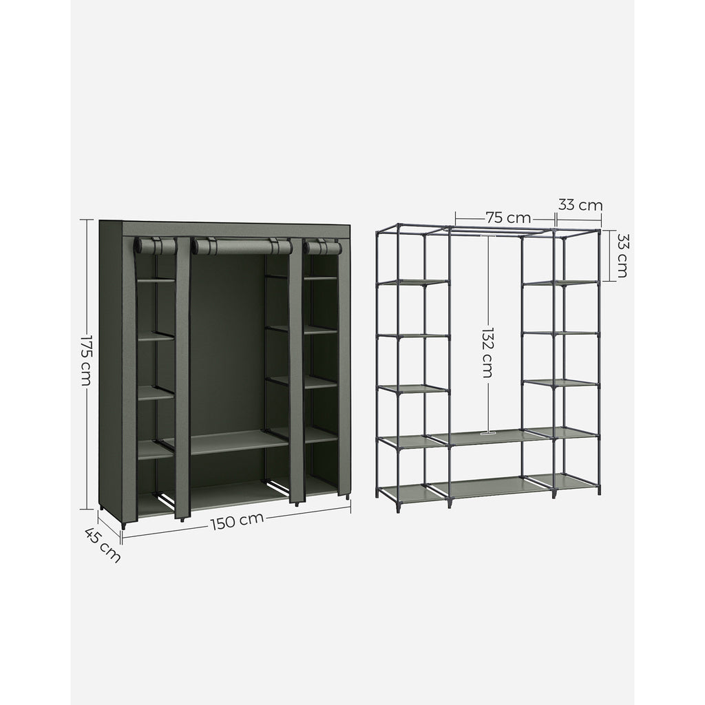 Stoffschrank mit Kleiderstange salbeigrün