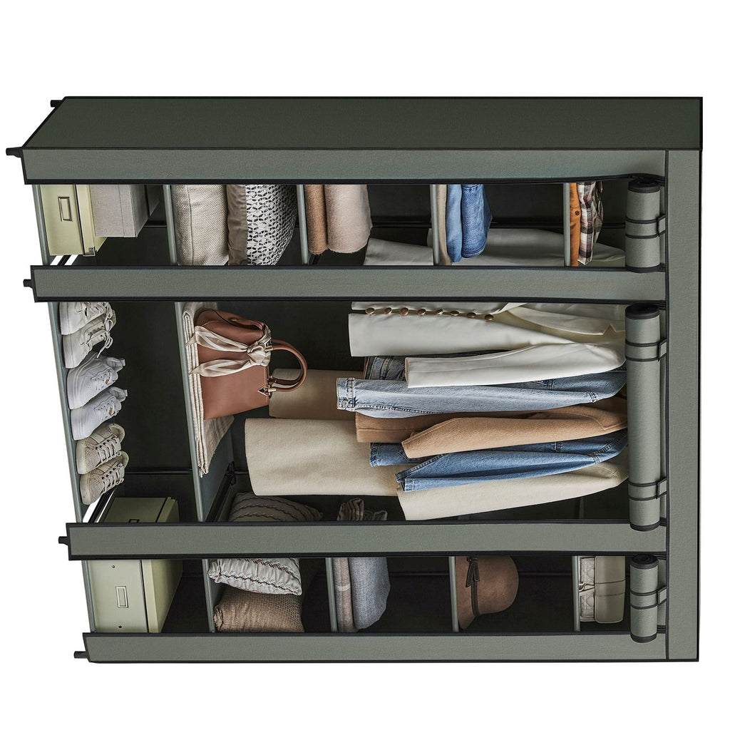 Stoffschrank mit Kleiderstange salbeigrün