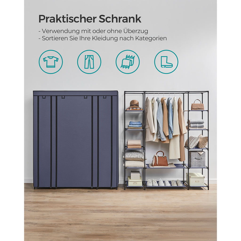 Stoffschrank mit Kleiderstange und Metallrahmen