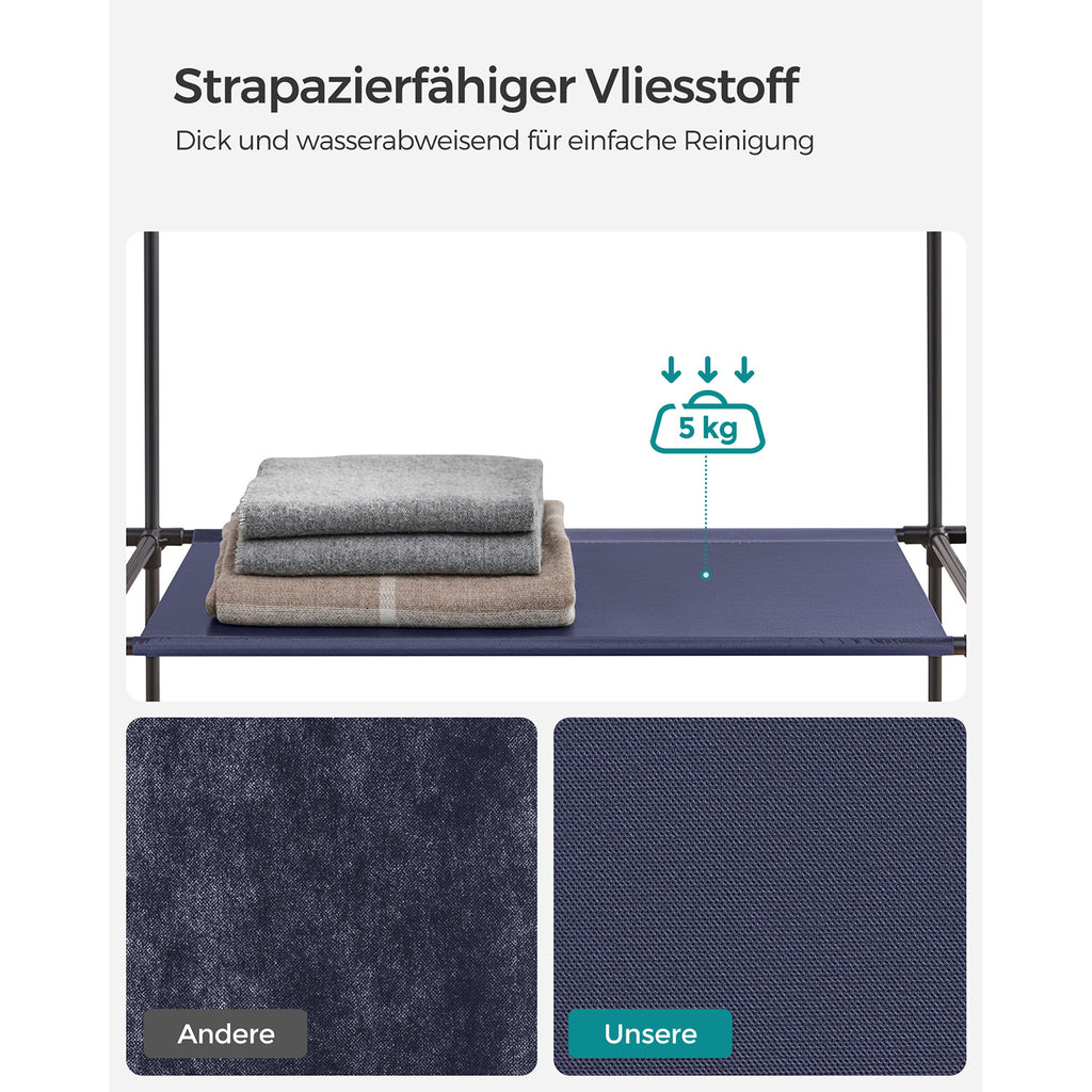 Stoffschrank mit Kleiderstange und Metallrahmen