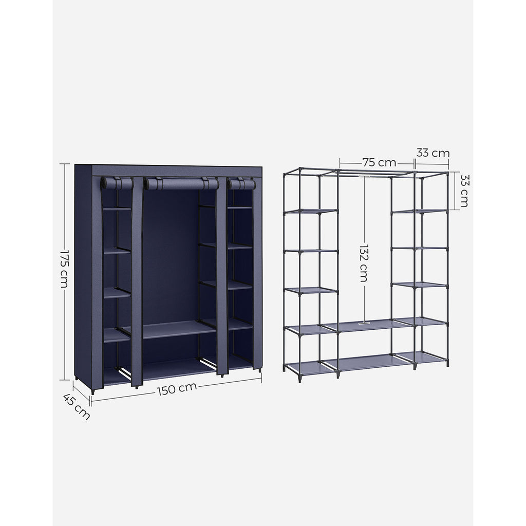 Stoffschrank mit Kleiderstange und Metallrahmen