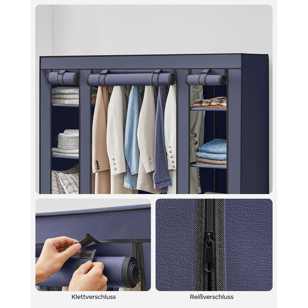Stoffschrank mit Kleiderstange und Metallrahmen