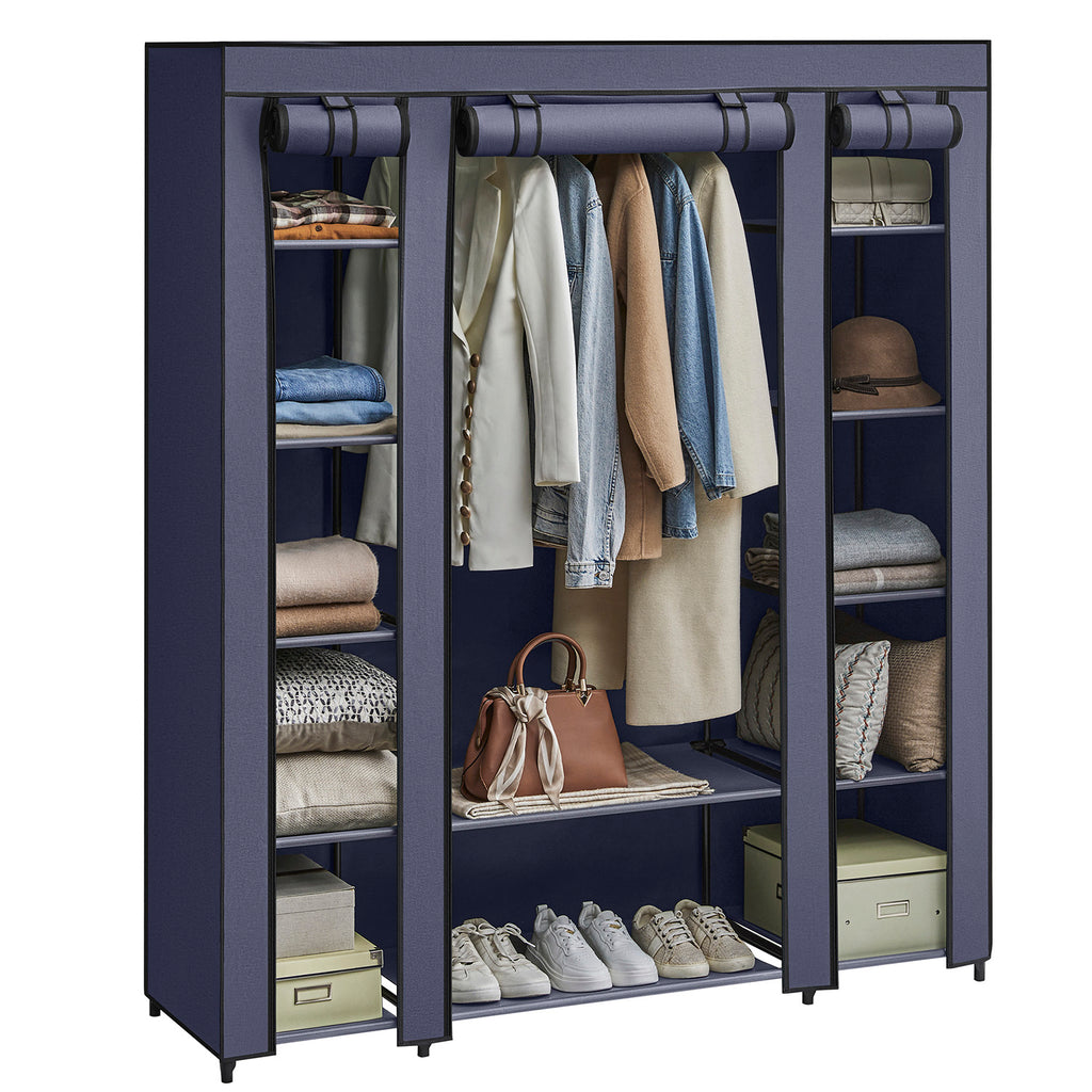 Stoffschrank mit Kleiderstange und Metallrahmen