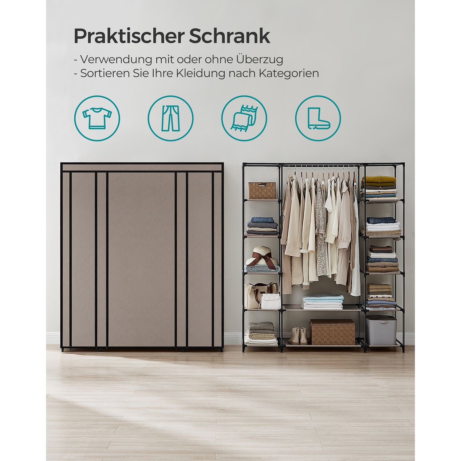 Faltschrank mit Kleiderstange